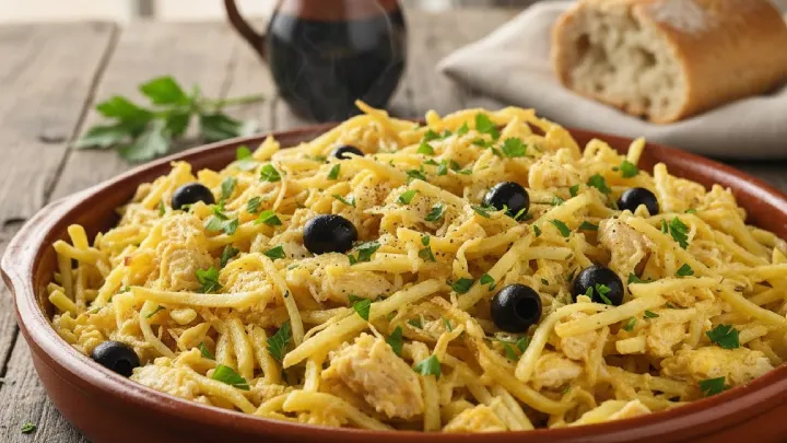 Calculate perfect portions of authentic Bacalhau à Brás. Experience Portugal's most beloved salt cod dish with crispy potatoes and creamy eggs!