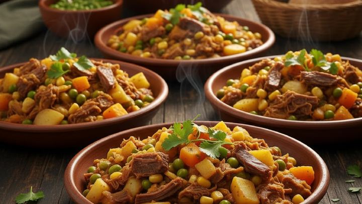 Calculate perfect portions of authentic Charquicán. Master Chile's hearty comfort dish with ground beef, potatoes, pumpkin, and vegetables in rich stew!